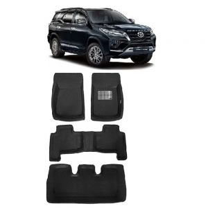 4.5D Car Floor Foot Tray Mats for Fortuner  - Black